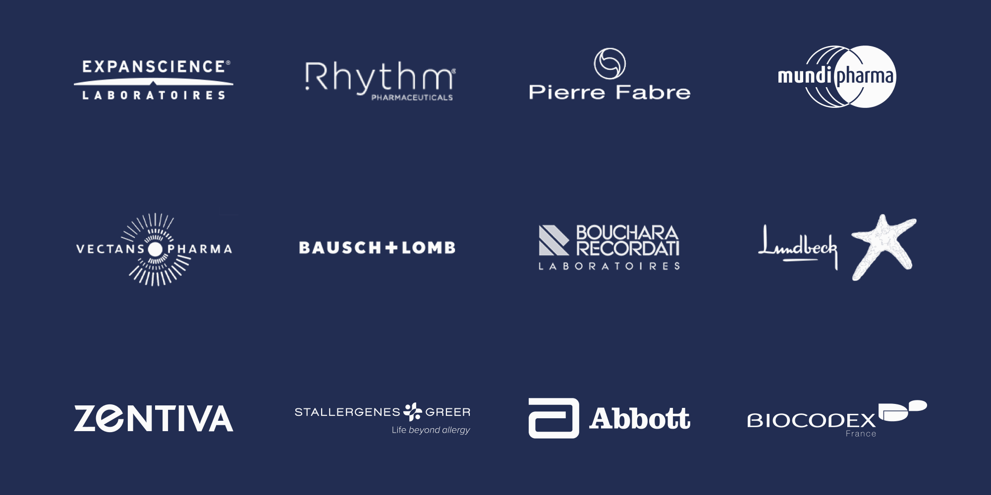 Liste des logos des différents clients dans le médicament